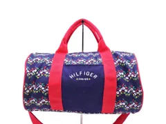 TOMMY HILFIGER トミーヒルフィガー 2WAY ショルダー 花柄 ミニ ドラム バッグ 赤ｘ紺 ■■ レディース