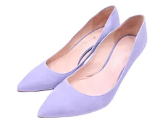 銀座かねまつ AQUA BELL スウェード ポインテッドトゥ ミドルヒール パンプス size22ｃｍ/ラベンダー ■■ レディース