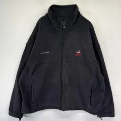 古着 コロンビア Columbia フリース ジャケット フルジップ ワンポイントロゴ アウトドア 大きいサイズ 3XL  ブラック系 メンズ