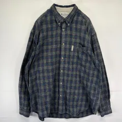 古着 コロンビア Columbia 長袖シャツ ボタンダウン ワンポイントロゴ ネルシャツ アウトドア 2XL  ブルー系 チェック メンズ