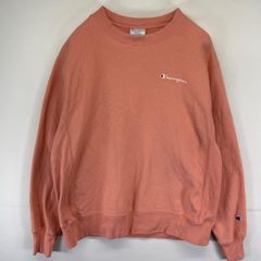 90sUSA製・前Vスウェットサーモンピンク／Champion 刺繍ロゴ 2XL