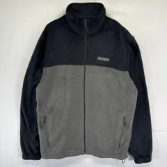 古着 コロンビア Columbia フリース ジャケット フルジップ ワンポイントロゴ アウトドア L  ブラック系 ツートン メンズ