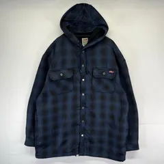 古着 ディッキーズ Dickies ジャケット シャツジャケット フード 大きいサイズ 2XL  ブルー系 チェック メンズのサムネイル