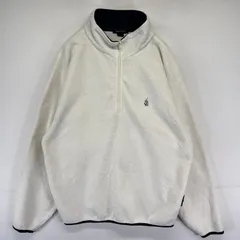 古着 ノーティカ NAUTICA USA製 フリース ジャケット ハーフジップ ワンポイントロゴ プルオーバー L  ホワイト系 メンズ
