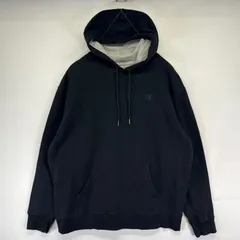 古着 チャンピオン Champion パーカー ワンポイントロゴ 刺繍 スウェット プルオーバー フーディー XL  ブラック系 メンズ