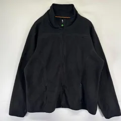 古着 ティンバーランド Timberland フリース ジャケット フルジップ ワンポイントロゴ 刺繍 アウトドア XL  ブラック系 メンズ