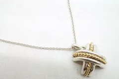 ティファニー シグネチャー クロス ネックレス コンビネーション SV925 750 K18 銀 シルバー ゴールド TIFFANY&Co. 6170j