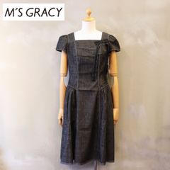 タグ付美品★エムズグレイシー ノースリーブワンピース カメリア デニム調 タグ付美品☆エムズグレイシー ノースリーブワンピース カメリア