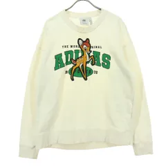 adidas アディダス Disney ディズニー コラボ コットン ロゴプリント キャラクター 長袖 トレーナー L オフホワイト系 トレフォイルロゴ レディース 古着