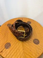 90s　POLO RALPH LAUREN　ポロラルフローレン　ベルト　メッシュベルト　レザー　ブラウン　真鍮バックル