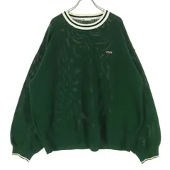 JaVa ジャバ ロゴワッペン 長袖 クルーネック ニット XL グリーン メンズ 古着