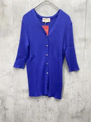 新品 NANO universe ナノユニバース Vネックリブ半袖カーディガン sizeF/ブルー  ■◆ レディース