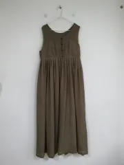 レディース カーキ オーバーサイズ ノースリーブ ロング ONE PIECE 66-77