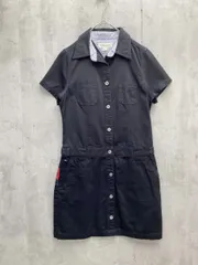 tommy girl トミーガール 半袖 シャツ ミニ ワンピース sizeM/黒 ■◆ レディース