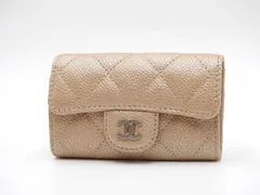 シャネル ココマーク マトラッセ 6連 キーケース キャビアスキン レザー ベージュ シルバー金具 A31503