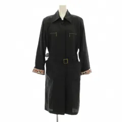 レオナール LEONARD FASHION ステンカラーコート スプリングコート ロング ロゴ 総柄 シルク 11R 黒 ブラック 0398451 /KU