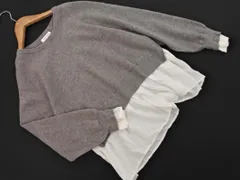 GLOBAL WORK グローバルワーク シフォン フェイクレイヤード ニット セーター sizeM/グレーｘ白 ■◇ レディース