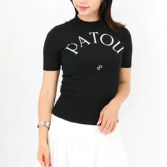 PATOU パトゥ KN0688045 ロゴ半袖ニット クルーネック レディース セーター ジャカードニット サマーニット コットン