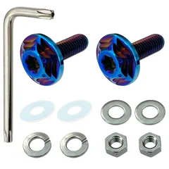 【新着商品】チタン合金製 ナンバープレート専用ボルト 雪の結晶デザイン バイク用 車検対応 (バーントブルー)