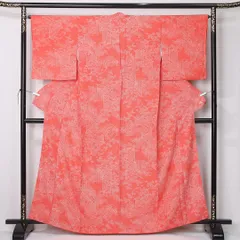 江戸小紋（鮫） 袷 身丈161cm 裄丈65cm 正絹 Aランク Lサイズ 広衿 インフォーマル 作家物 落款 御所解 鮫 赤系 1220-12403