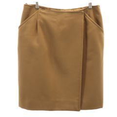 HERMES ミディスカート オレンジ リネン フレア サイズ38 Mサイズ