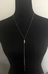 【未使用品】【展示品】ロングネックレス Y字 ペンダント レディース アクセサリー チェーン メタル 上品 エレガント パーティー　T4-64