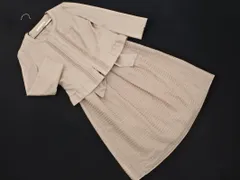 NATURAL BEAUTY ナチュラルビューティー ノーカラー ジャケット 半袖 ワンピース セットアップ size38/ライトベージュ ■◇ レディース