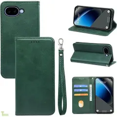 iCarez Google Pixel 10A 用 ケース 手帳型 ? ?[2026新デザイン]? PUレザー TPU 耐衝撃 防塵 マグネット式 スタンド機能 携帯ケース カードポケット3枚収納 グーグルピクセル10a 対応 6.3インチ (ダークグリーン)