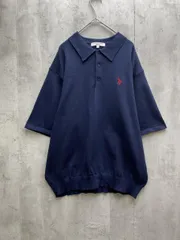U.S. POLO ASSN. ユーエスポロアッスン ニット半袖ポロシャツ sizeL/ネイビー  ■◆ メンズ