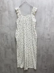 coca コカ 小花柄 シボシャーリングフリル オールインワン sizeM/白  ■◆ レディース