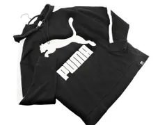PUMA プーマ 切替 ロゴ プルオーバー パーカー sizeL/黒ｘ白 ■◇ メンズ