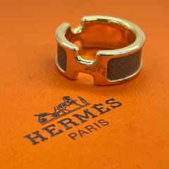 美品 HERMES オランプ リング エトゥープ PM ゴールド ブラウン - メルカリ