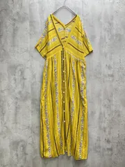 Lowy by Corners ローウィー バイ コーナーズ 3way花柄ストライプVネックワンピース sizeL/マスタード ■◆レディース