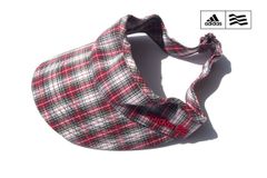 Used Adidas Golf checkered cotton sun visor, women's golf wear, TaylorMade Golf XW685, free size, red.