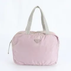 プラダ テスート ナイロン トライアングルロゴ トート バッグ 肩掛け ショルダー ハンド ピンク レディース MEM DS2-1【中古】