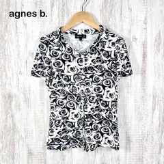 agnes b. アニエスベー モノクロ ローズ バラ 総柄 ストレッチ ショートスリーブ シャツ ブ ブラックホワイト レディース 半袖 トップスのサムネイル