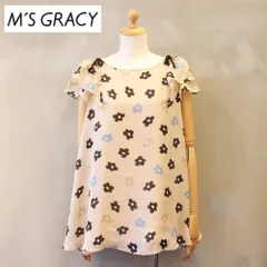 【未使用タグ付】M'S GRACY ワンピース 40 花柄 フレア リボン 大人可愛い 上品 日本製 FJ-010314のサムネイル