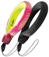 FLOATING HAND STRAP 携帯 落下防止 紛失防止 防水 水辺 水泳 水に浮く 携帯ストラップ ハンド ストラップ フロートストラップ フローティングストラップ フロート フローティング - Palm Leaves & Black (2個入り)