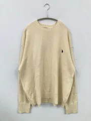 U.S. POLO ASSN. ユーエスポロアッスン ニット/セーター L アイボリー 無地 ワンポイント ミドル丈 長袖 クルーネック(丸首)