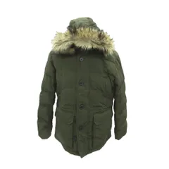 ユニクロ UNIQLO ダウンジャケット 上着 L カーキ スタンドカラー ファーフード付き 2way ミドル丈 /YS8 ■ECB002