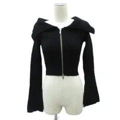 ザラ ZARA ニットカットソー S 黒 ブラック オフショルダーカラー 長袖 フレアスリーブ /HO1 ■ECA003
