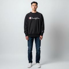 STAMPD スタンプド 裾袖ロゴ ジャガード リブ クルーネック スウェット 