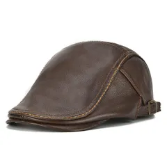 【特価商品】上品 秋冬 メンズ キャップ 帽子 ハンチング レザー 牛革 本革