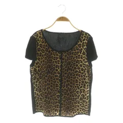 イタリヤ 伊太利屋 半袖ニット レオパード柄 切替 13 ブラック /MY ■OS ■ECD002