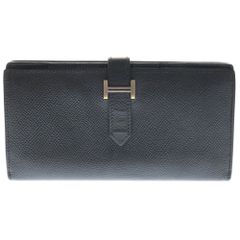 エルメス ベアン スフレ エプソン ノワール 長財布 ゴールド金具 929