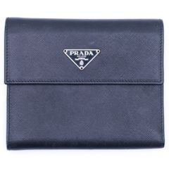 ⭐️ プラダ サフィアーノ トライアングル 二つ折り財布 ブラック 鑑定
