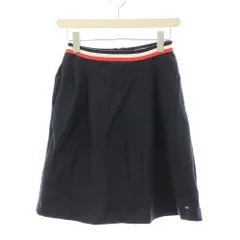 トミーヒルフィガー TOMMY HILFIGER フレアスカート 台形スカート ひざ丈 XS 黒 ブラック /LP ■GY58