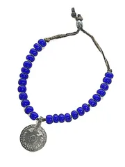ジョン アンダーカバー john UNDERCOVER artscabut期 ガラスビーズ コイン ブレスレット 青ブルー ブランド古着ベクトル 中古▲251109