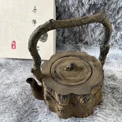中国 切り株型 急須  煎茶道具 茶器 骨董 アンティーク 陶器 オブジェ 置物 茶道具 レトロ YS26D-069