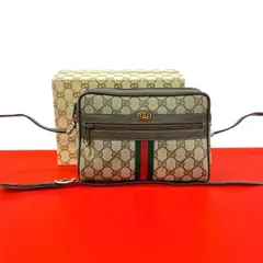 極 美品 箱付き GUCCI グッチ オールドグッチ ヴィンテージ シェリーライン GG ロゴ 金具 レザー ショルダーバッグ ブラウン 38492